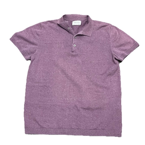 SFERA Men’s Burgundy Piqué Polo Shirt Medium Linen Blend Preppy Coastal Beach - Picture 2 of 7